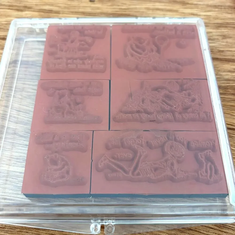 Disney Classic Vintage Winnie the Pooh-isms Set of 6 Foam Mounted Rubber Stamps